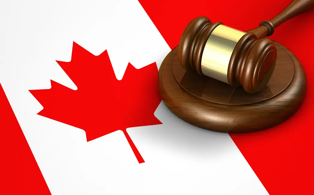 gavel with canadian flag background